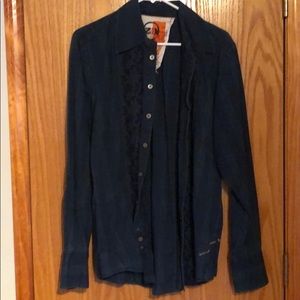 Navy Button Down Long Sleeve